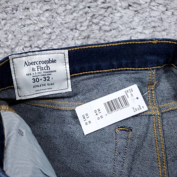 Abercrombie Athletic Slim Jeans Dark Wash Blue Stretch Denim Men's Size 30 x 32 - Picture 5 of 10